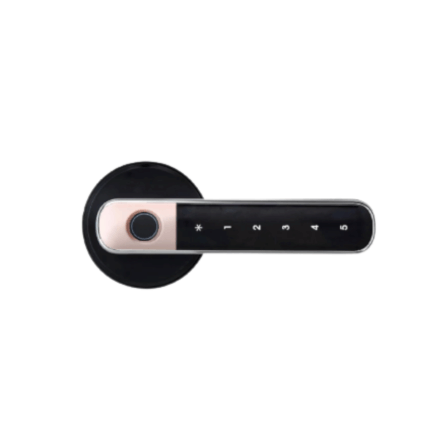 กลอนดิจิตอล LOCKHOME รุ่น WOODY LOCK กลอนก้านโยกรุ่นมือจับ สีดำ/ชมพู ประตูบานผลัก_0